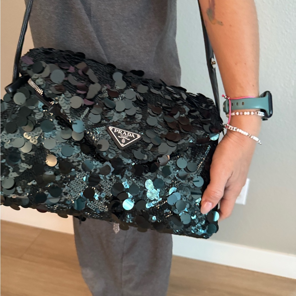 Prada Black Sequin Shoulder Bag
